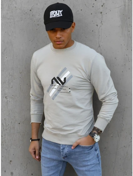 Pánská mikina s potiskem béžová Dstreet BX5363