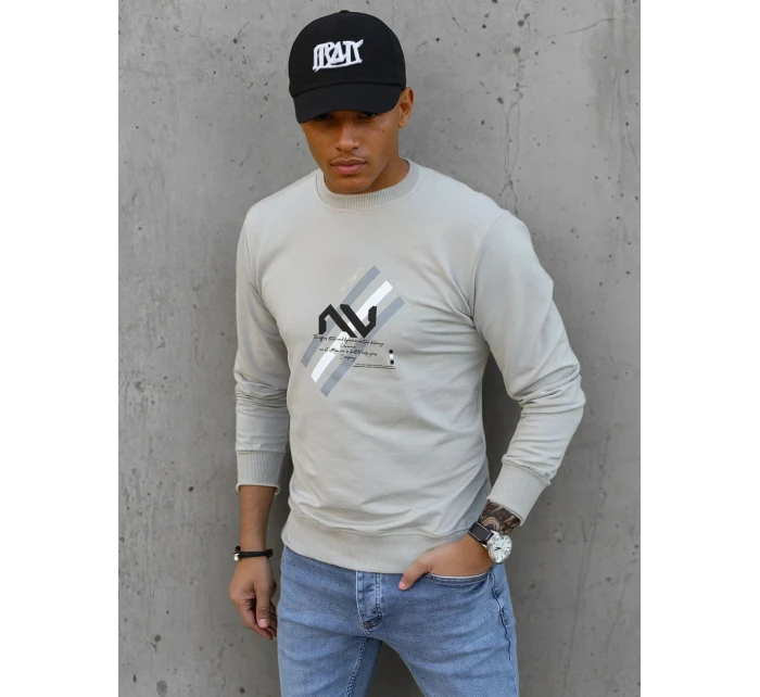 Pánská mikina s potiskem béžová Dstreet BX5363