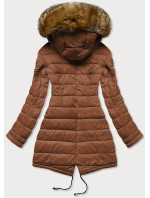 Černo-karamelová oboustranná dámská zimní bunda (M-21508)