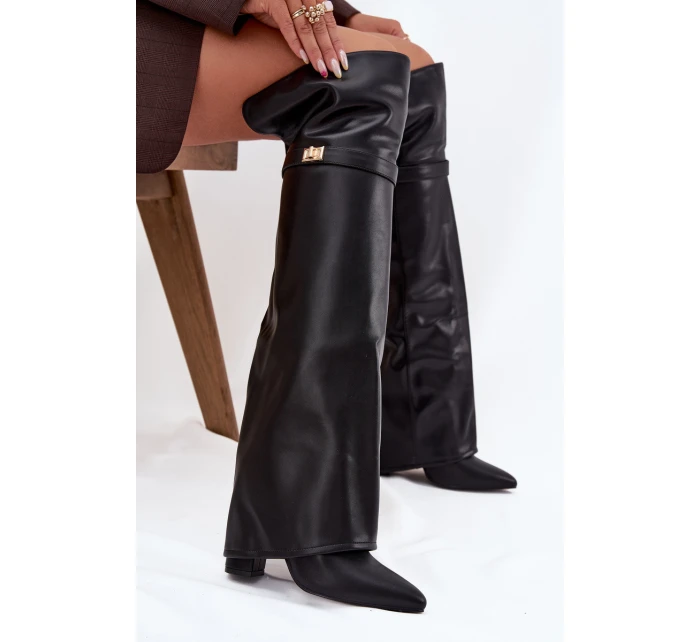 Zateplené kozačky s  za koleno  černé model 21707713 - Boto