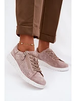 Semišové dámské polobotky se zipem Béžové Cemela