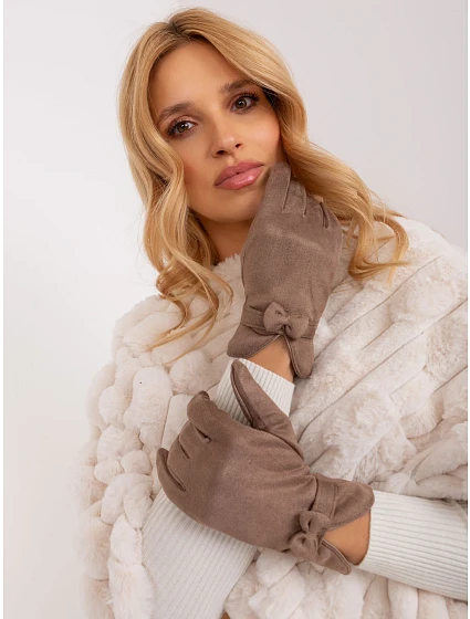 Rękawiczki AT RK model 19367723 ciemny bezowy - FPrice Rękawiczki AT RK model 19367723 ciemny bezowy - FPrice