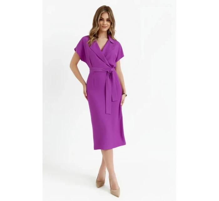 Košilové šaty s páskem S363 levandulová - Stylove