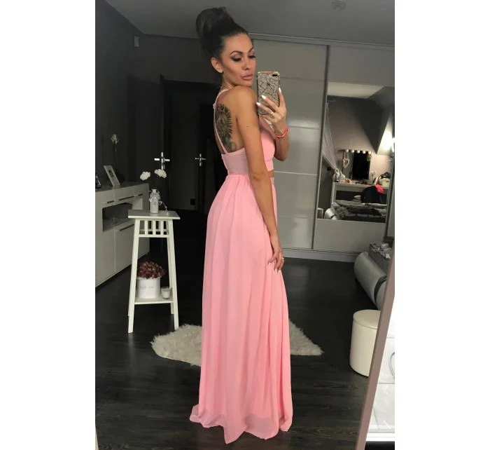 Dámské plesové dlouhé šaty PINK BOOM růžové - Růžová / L - PINK BOOM