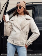 Dámská semišová bunda LEVERINO s ovčí kůží bílá FashionStreet TY4732