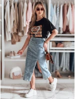 Džínová midi sukně s rozparkem MORETES modrá FashionStreet CY0481