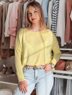 Dámský oversize hladký svetr SENZIA lemon FashionStreet MY2449