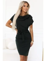 šaty s asymetrickou sukní a páskem KHAKI model 21222751 - numoco