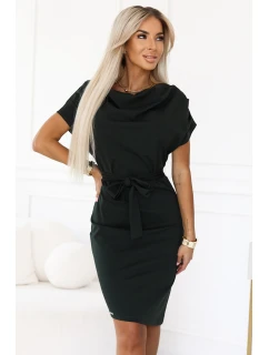 šaty s asymetrickou sukní a páskem KHAKI model 21222751 - numoco