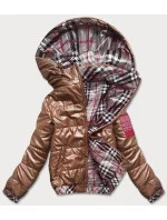 Krátká dámská bunda v karamelové barvě s ozdobným lemováním model 18019190 - S'WEST