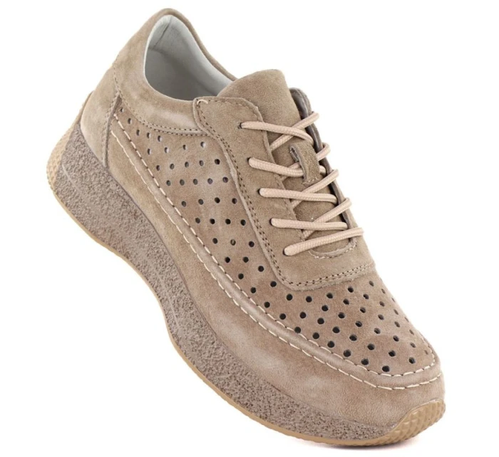 Dámské kožené polobotky světle hnědé Sergio Leone SP013