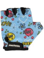 Dětské cyklistické rukavice Junior Kiss Love modré - Meteor