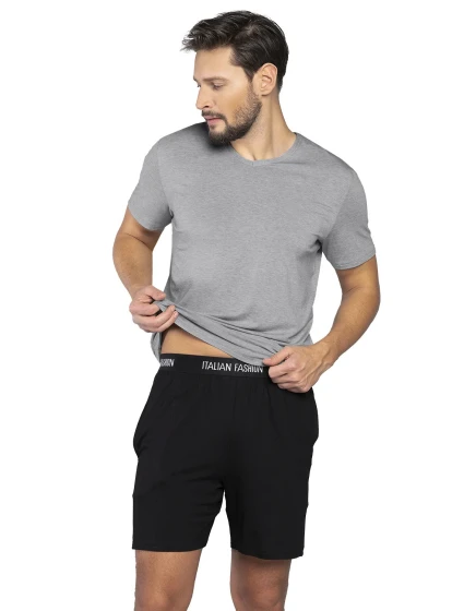 Italská móda Dallas krepový kraťas barva:melange-black Italská móda Dallas krepový kraťas barva:melange-black