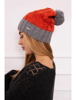 Paris fleecová čepice K212 červená+šedá