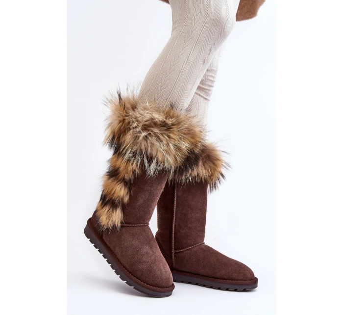 Dámské Sněhule se zateplením kožešinou Semišová Kůže Camel model 21540424 - Boto Dámské Sněhule se zateplením kožešinou Semišová Kůže Camel model 21540424 - Boto