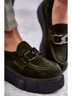 Módní semišové boty na platformě Khaki model 21598683 - Boto