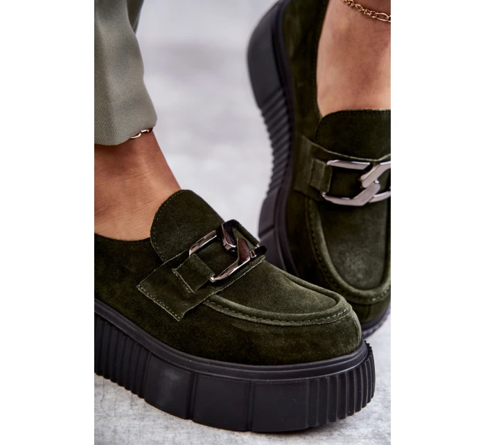 Módní semišové boty na platformě Khaki model 21598683 - Boto