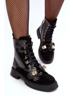 Dámské módní boty se zipem a ozdobami D&A MR870-76 černé
