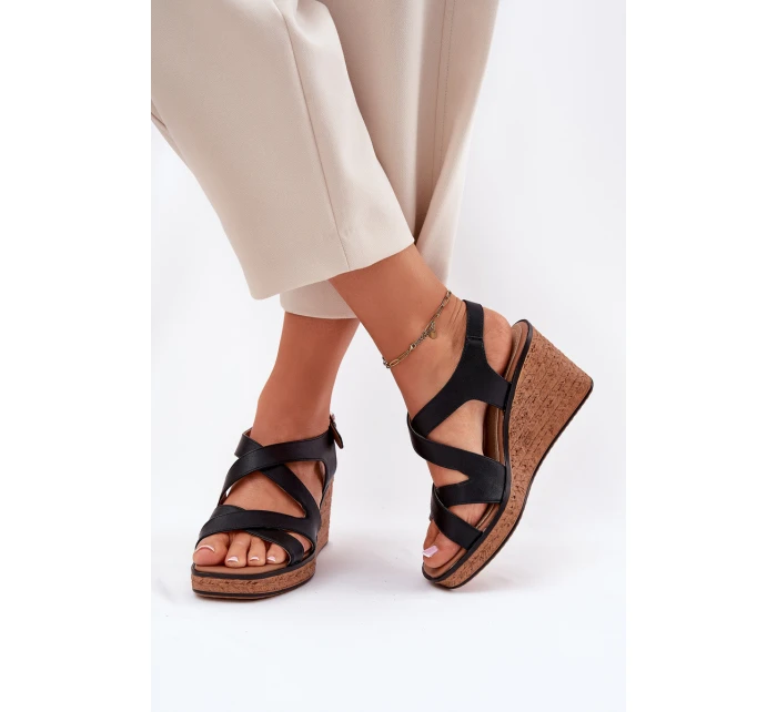 Dámské Sandály Na Klínu Sergio Leone SK223 Černé