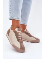 Dámské Kožené Sportovní Boty Béžové model 21694836 - Laura Messi