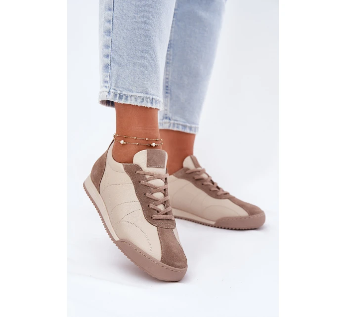 Dámské Kožené Sportovní Boty Béžové model 21694836 - Laura Messi