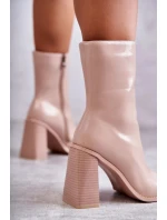 Dámské lakované kozačky Béžové Margit