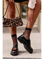 Lakované Dámské Polobotky Šněrovací Artiker Černé Lakované Dámské Polobotky Šněrovací Artiker Černé