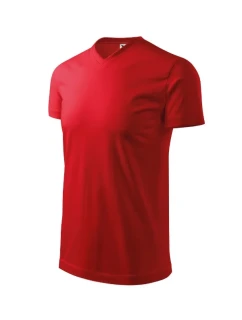 Heavy V-neck tričko unisex červená