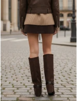 Dámské semišové kozačky s jehlovým podpatkem hnědé FashionStreet ZY1131