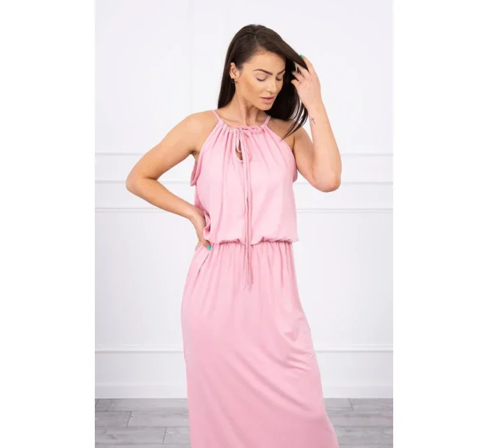 Boho šaty se záhyby pudrově růžové Boho šaty se záhyby pudrově růžové