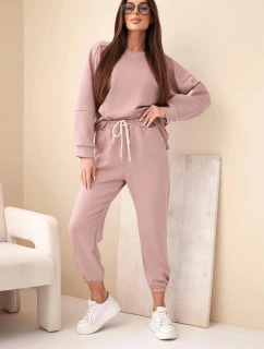 Komplet teplákové + kalhoty máslová látka tmavě růžová