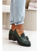 model 21669241 Elegantní dámské polobotky na podpatku přírodní kůže tmavě zelené - Zazoo model 21669241 Elegantní dámské polobotky na podpatku přírodní kůže tmavě zelené - Zazoo