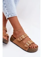 Dámské pantofle se zlatými sponami a cvočky Camel model 21960988 - Boto