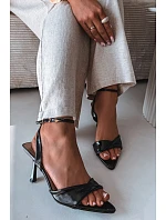 Dámské sandály na podpatku z eko kůže Černé Sedira Dámské sandály na podpatku z eko kůže Černé Sedira