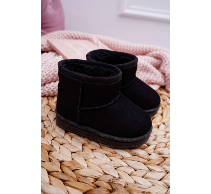 Dětské Teplé Sněhule Semišové černé Gooby Dětské Teplé Sněhule Semišové černé Gooby