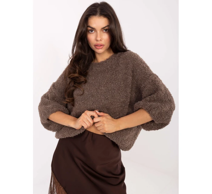 Sweter IT SW model 21734285 ciemny bezowy - FPrice Sweter IT SW model 21734285 ciemny bezowy - FPrice