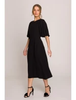 model 20966254 Šaty s puff rukávy černé - STYLOVE model 20966254 Šaty s puff rukávy černé - STYLOVE