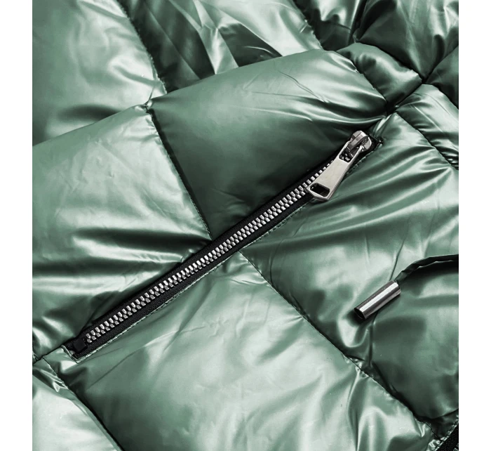 Zelená oboustranná dámská metalická bunda (b8070-10)