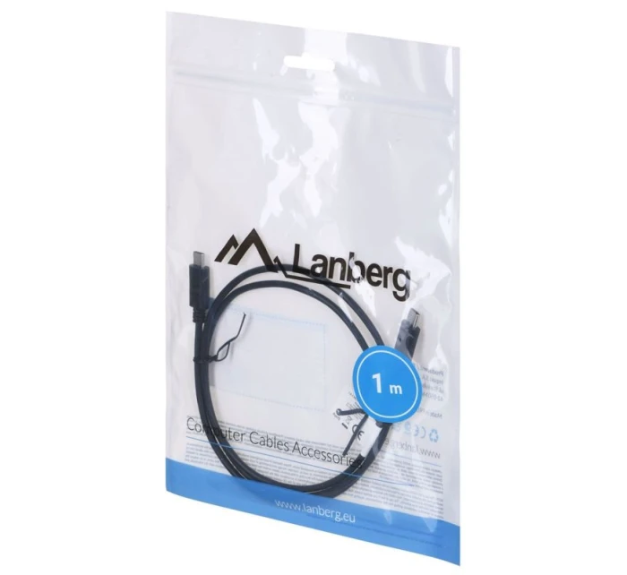 Kabel Lanberg CA-CMCM-10CU-0010-BK (USB Type C - USB Type C ; 1m; barva černá)