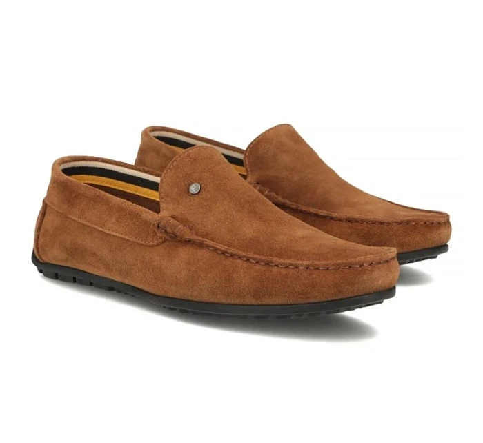 Pánské semišové kožené mokasíny polobotky camel Filippo MP923