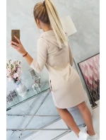 Šaty s kapucí a kapsami béžové