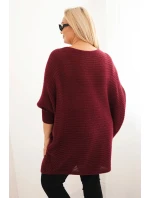 Dámský svetr Plus Size s model 21397613 pončo bordový - K-Fashion Dámský svetr Plus Size s model 21397613 pončo bordový - K-Fashion