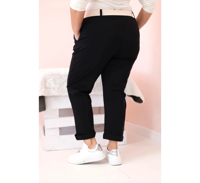 Dámské kalhoty Punto Milano Winter Plus Size s páskem černé