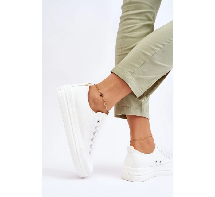 Nízké šněrovací tenisky Big Star LL274968 Bílé Nízké šněrovací tenisky Big Star LL274968 Bílé