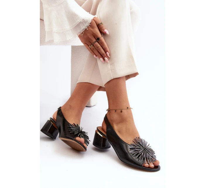 Kůže Sandály Na Podpatku  Hnědé model 21647404 - Laura Messi