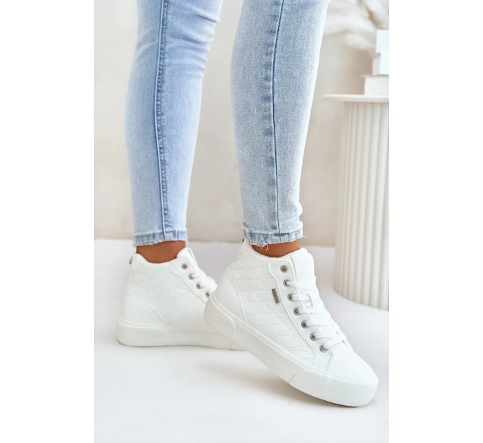 Zateplené Dámské Tenisky Se Švy Bílé Big Star OO274A479 Zateplené Dámské Tenisky Se Švy Bílé Big Star OO274A479