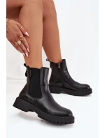 Kožené dámské botky s zipem Big Star OO274109 černé Kožené dámské botky s zipem Big Star OO274109 černé