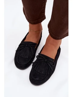 Dámské mokasíny s třásněmi černé model 21919027 - Boto