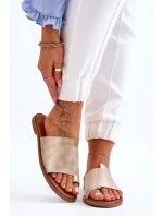 Dámské kožené žabky Světle zlatá Amite Dámské kožené žabky Světle zlatá Amite