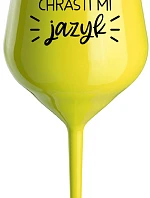 CHRASTÍ MI JAZYK - žlutá nerozbitná sklenice na víno 470 ml